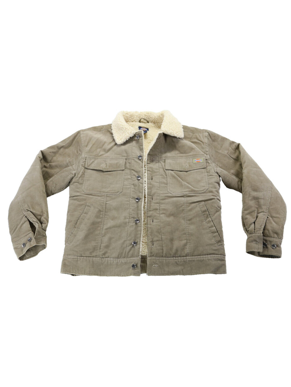 Corduroy Trucker Jacket M Brown Dickies Beige Grunge Warm Sherpa Fleece Lined